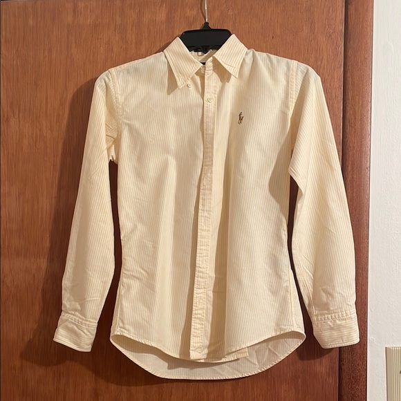 Ralph Lauren Butter Yellow/White stripe Button Down Shirt - Picture 1 of 4